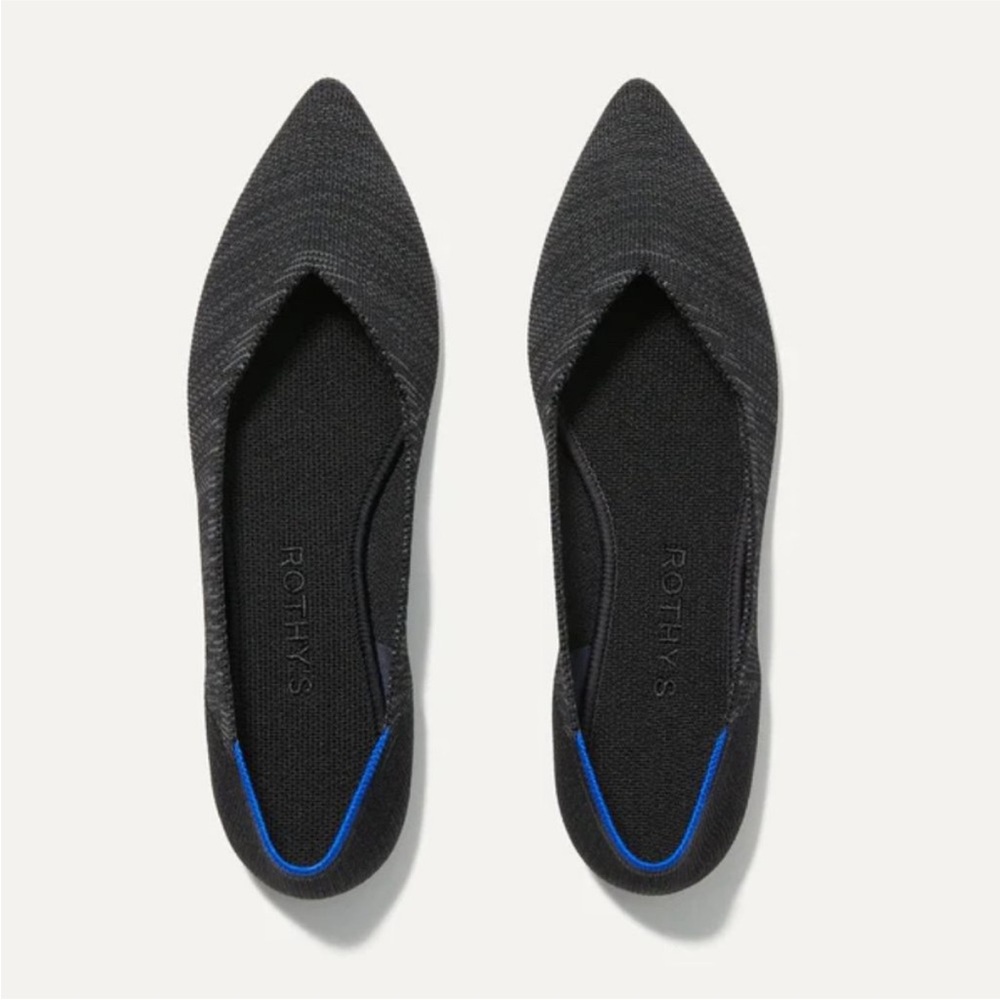 Rothy's The Point Heathered Black Pointed Toe Slip-On Flats 9